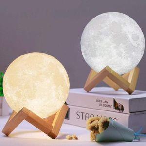 LUNA LAMPADA FORMA LUNA 3D LUCE USB RGB NOTTE BUIO TOUCH SENSORE RICARICABILE PIANETA 