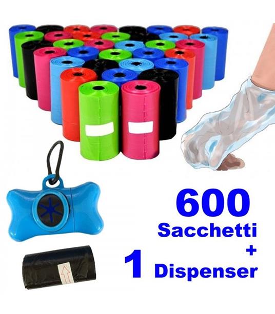 600 Sacchetti Igienici Per Bisogni Escrementi Cani Raccolta Feci