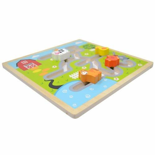 Puzzle Gioco Labirinto In Legno Animali Della Fattoria Giocattolo Per Bambini - 2