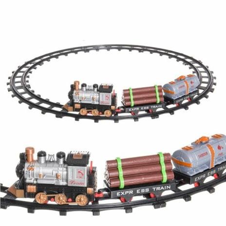 Pista Treno Trenino Per Bambini Lunghezza 144Cm Con Binari Locomotiva E 2 Vagoni - 2