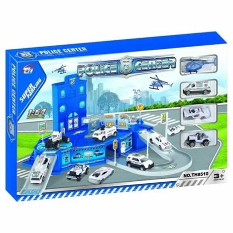 Playset Stazione Forze Dell'Ordine Con Rampe Pitstop 3 Macchinine 1 Elicottero - 2