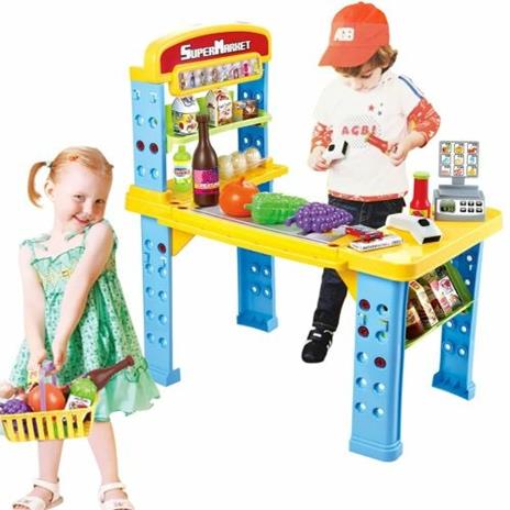 Playset Supermercato Giocattolo Bambini Banco Estensibile Luci Suoni Accessori - 2