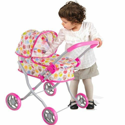 Passeggino Carrozzina Bambole Giocattolo Bambini Pieghevole Cappottina E Copertura - 2