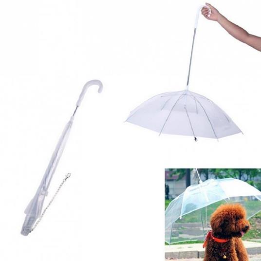 Ombrello Portatile Trasparente Cane Animali Antivento Pioggia
