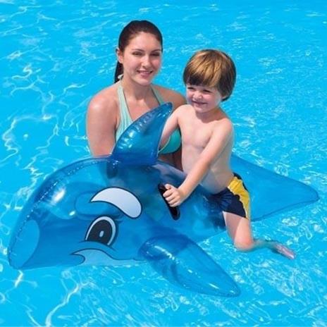 Balena Gonfiabile Per Bambini Azzurro Trasparente 118 X 72 Cm Con Maniglie