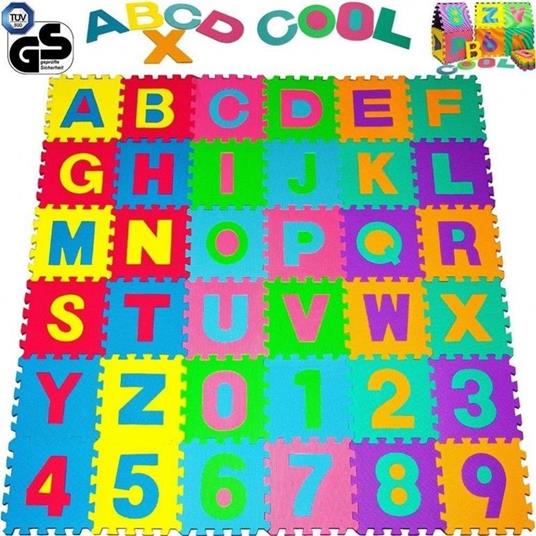 Tappeto Puzzle Per Bambini Set 9 X 9 Cm Gioco Tappetino Lettere Numeri Gomma Eva