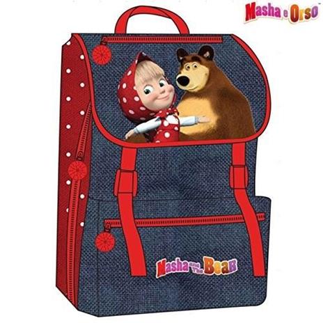 Zaino Estensibile Scuola Elementare E Media Zainetto 38X28X13 Cm Masha E Orso