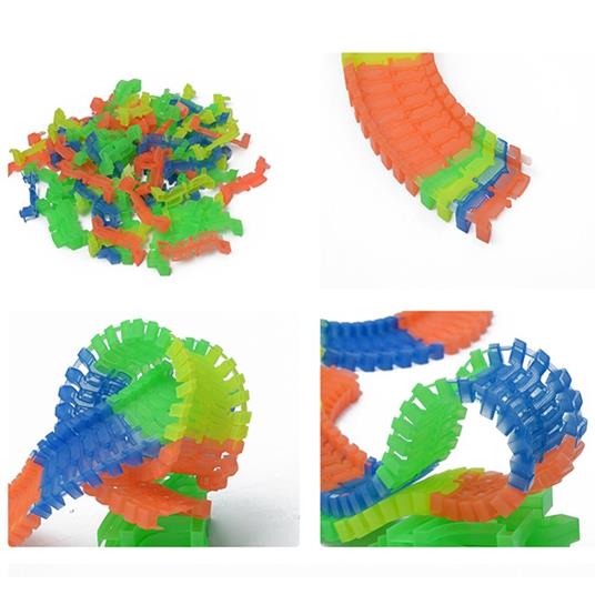 PISTA MACCHININE FLESSIBILE COSTRUZIONI FLUORESCENTE AUTO CON LUCI BAMBINI - 4