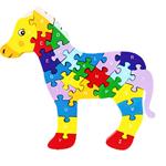 3D Puzzle Legno Forma Di Cavallo Educativo Lettere Numeri Bambini Imparare