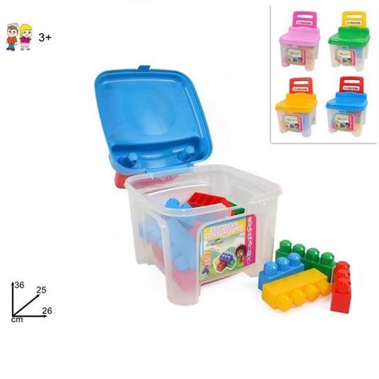 Sediolina Bambini Contenitore Con Costruzioni Plastica Colorate Sedia Bimbi