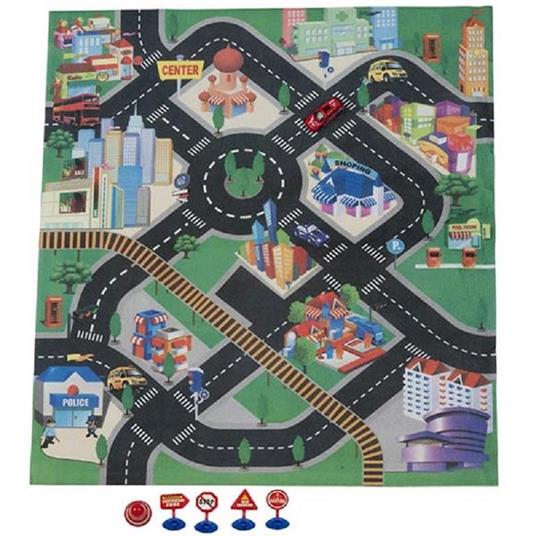 Tappeto Disegno Città Pista 80X70Cm Playmat Kids Con Accessori Arredo Cameretta