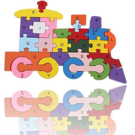 3D Puzzle Legno Forma Di Treno Educativo Lettere Numeri Bambini Imparare -  ND - Puzzle in legno - Giocattoli