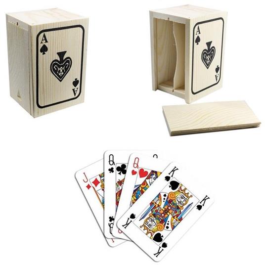 Porta Carte Gioco Scatola Legno Confanetto Decoupage Poker Scala