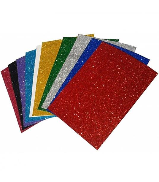 Set 10 Fogli Foglio Flessibile Colorati Colori Glitter Gommapiuma