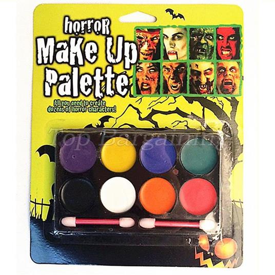 Make Up Trucco 8 Colori 2 Pennelli Travestimento Festa Carnevale Halloween