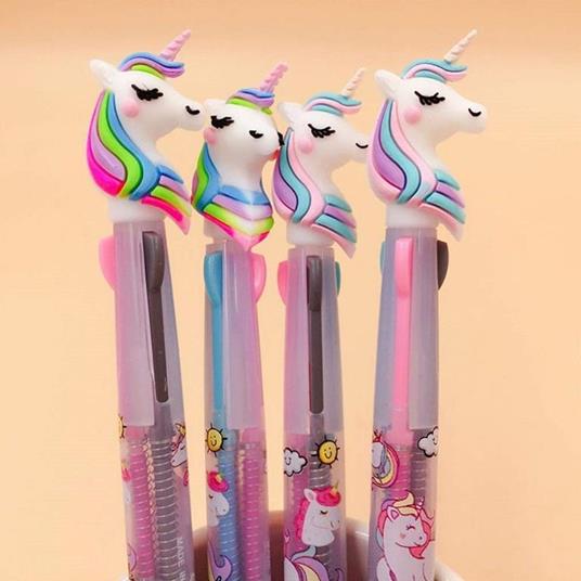 Penna A Sfera Multicolor Unicorno Unicorni Penne Regalo Bomboniera Scuola  Arcobaleno - ND - Idee regalo