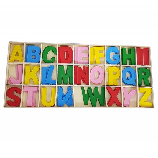 Scatola lettere legno colorate 