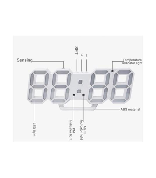 Orologio digitale a LED 3D Orologio da parete bianco