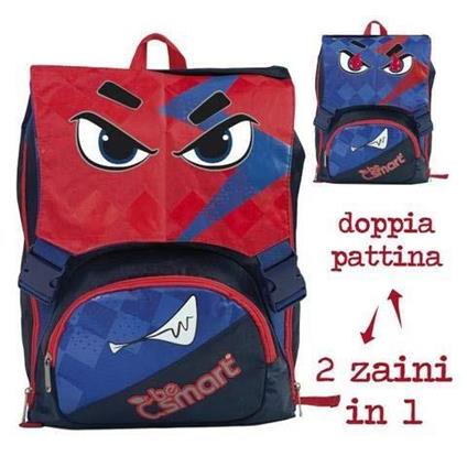 Zaino Estensibile Be Smart Blu Rosso Con Tasche Cartella Scuola Elementari Medie