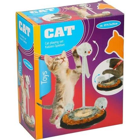 Gioco Per Gatto Con 3 Topi 15 X 26 Cm Play Set Gatti Giochi Passatempo Animali - 2