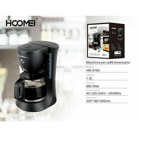 Macchina Per Caffe' 10 Tazze 680 Watt 1.2 Lt Americano Ottima Qualita' Hoomei