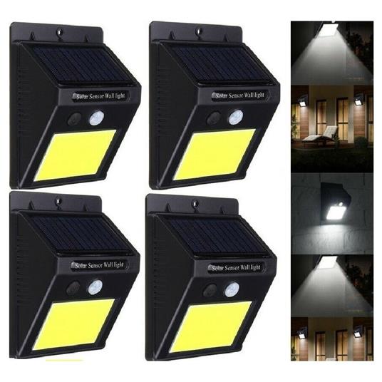 4 LAMPADA LED SOLARE DA ESTERNO GIARDINO FARETTO FOTOVOLTAICO SENSORE A 48 LED