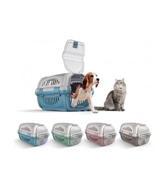 Trasportino In Plastica Modello Rhino Per Cani E Gatti Da Viaggio 51x34,5x33 Cm