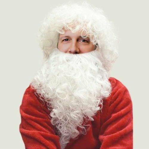 Barba Con Parrucca Bianca Babbo Natale Per Vestito Santa Claus Taglia Unica - 2