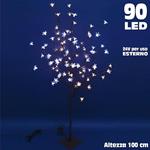 Albero Di Natale Luminoso Ciliegio Per Esterno 90 Led 100 Cm Bianco Freddo Caldo