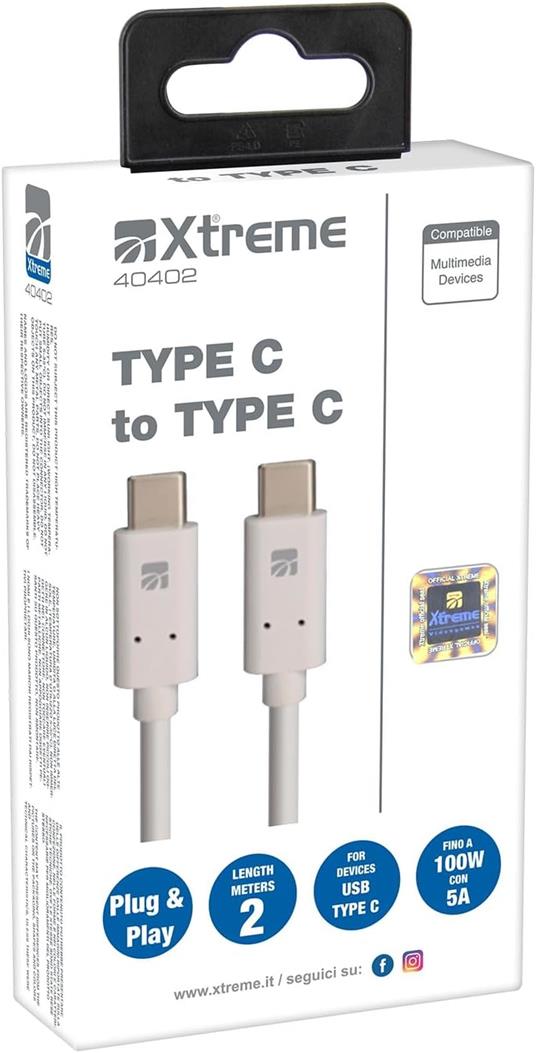 : Cavo alimentazione Lightning 2mt Type C to Type C (PS5 Slim)