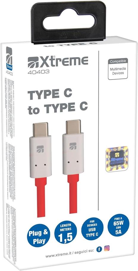 : Cavo alimentazione Lightning 1,5mt Type C to Type C (PS5 Slim)