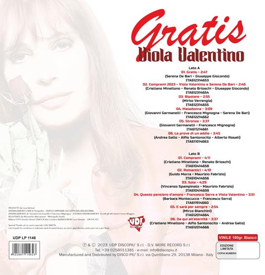 Gratis (White Coloured Vinyl - Limited Edition) - Vinile LP di Viola Valentino - 2