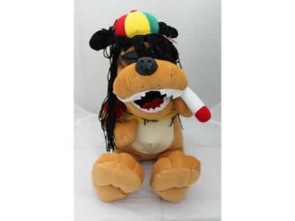 Peluches Cane Rasta con cappello, occhiali da sole e sigaretta 50 cm peluche