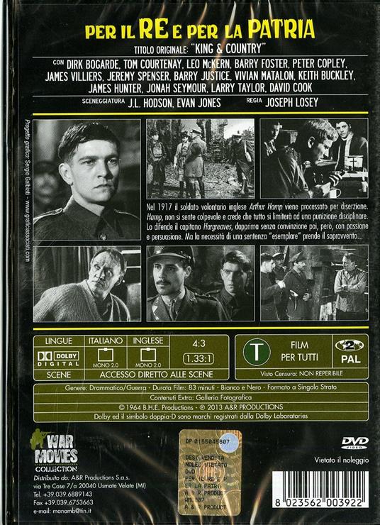 Per il Re e per la patria di Joseph Losey - DVD - 2