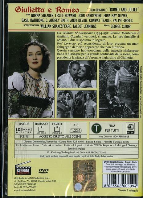Giulietta e Romeo di George Cukor - DVD - 2