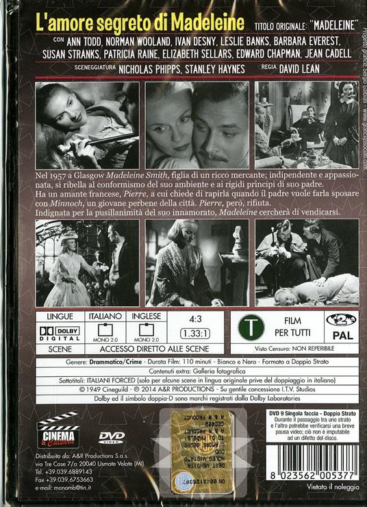L' amore segreto di Madeleine di David Lean - DVD - 2