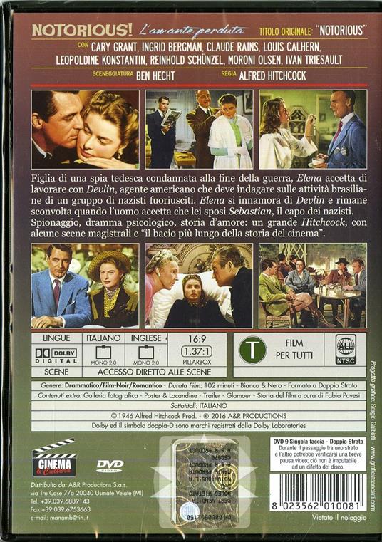 Notorius, l'amante perduta di Alfred Hitchcock - DVD - 2