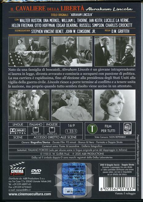 Il cavaliere della libertà (DVD) di D. W. Griffith - DVD - 2