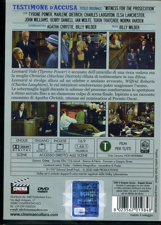 Testimone d'accusa (DVD) di Billy Wilder - DVD - 2