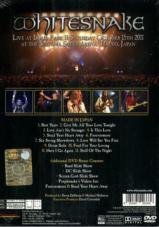 Whitesnake. Made In Japan (DVD) - DVD di Whitesnake - 2