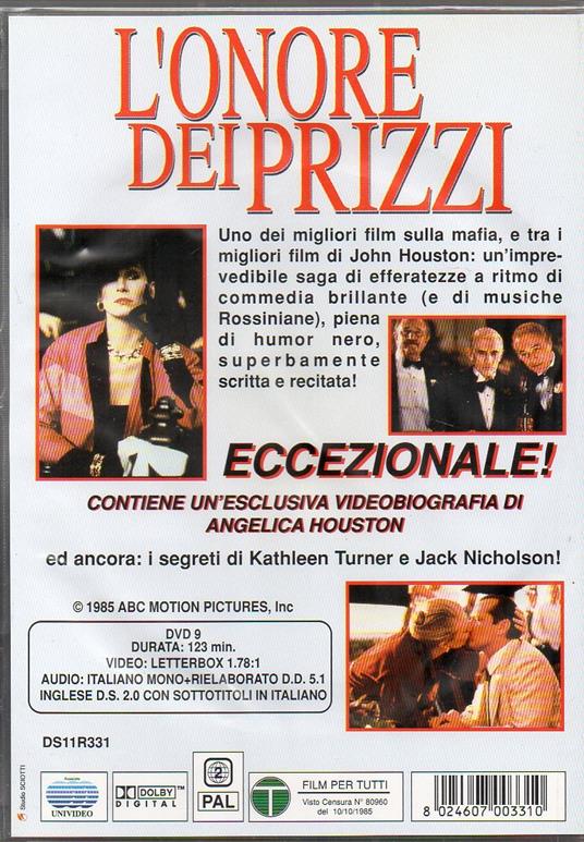 L' onore dei Prizzi di John Huston - DVD - 2