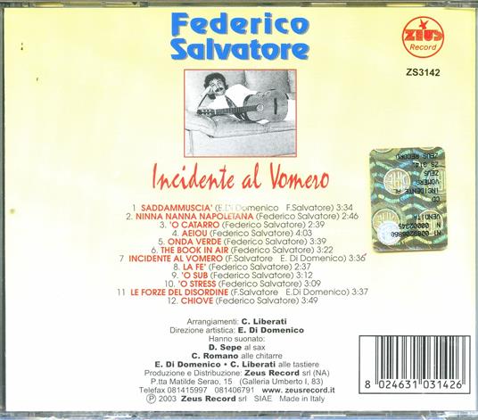 Incidente Al Vomero - CD Audio di Federico Salvatore - 2