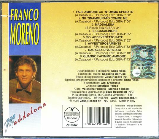 Maddalena - CD Audio di Franco Moreno - 2