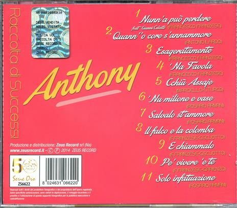 Musica vol.1 Raccolta di Successi - CD Audio di Anthony - 2