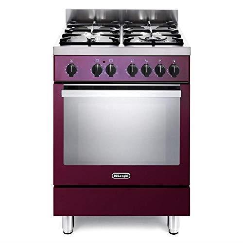 De Longhi DEMR 64 ED Cucina a gas 4 fuochi con forno elettrico con grill,  60x60 cm, colore bordeaux - DeLonghi - Casa e Cucina | IBS