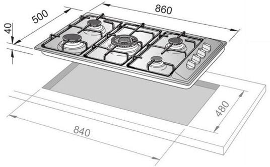 DeLonghi NL 59 DD piano cottura Nero Da incasso 90 cm Gas 5 Fornello(i) -  DeLonghi - Casa e Cucina | IBS
