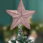 Puntale Forma Stella Rosa con Glitter Altezza 30cm Decorazione Albero di Natale