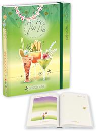 Agenda Giornaliera Goccioline 2026 12 Mesi. Chiusura Con Elastico (Verde) - 11,5x16,5 cm