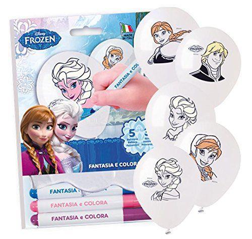 Frozen. Kit Palloncini Fantasia E Colora. 5 Palloncini con Pennarelli - 2