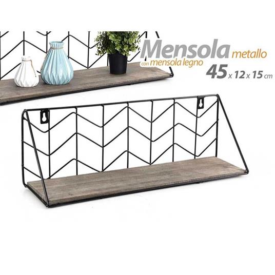 Mensola Parete Rettangolare Mensola Scaffale Metallo e Legno Design Moderno  - ND - Idee regalo